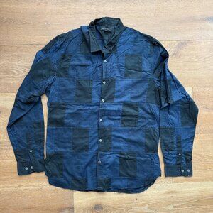 John Varvatos USA Men’s Sheer Patch Button Down Long Sleeve Shirt XL